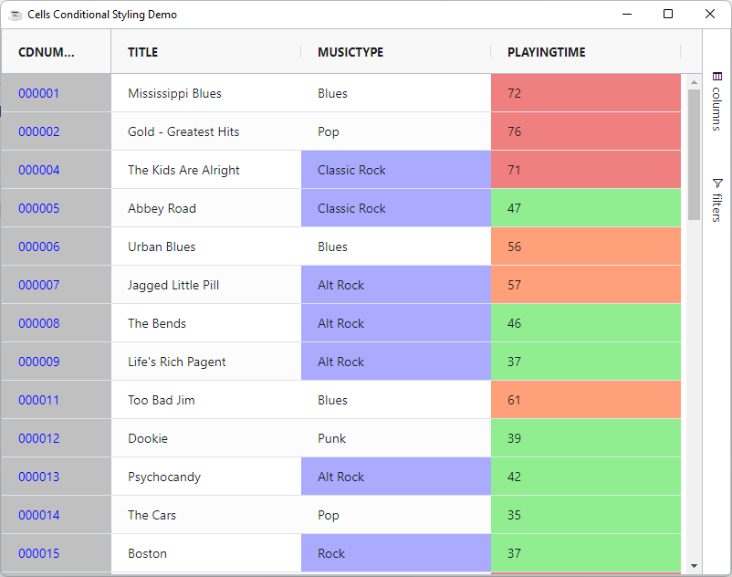 BBjGridExWidget - Rows Conditional Styling