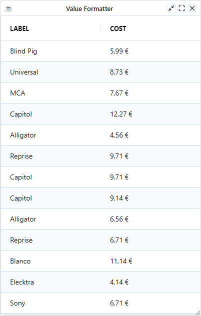 BBjGridExWidget - Custom Value Formatters