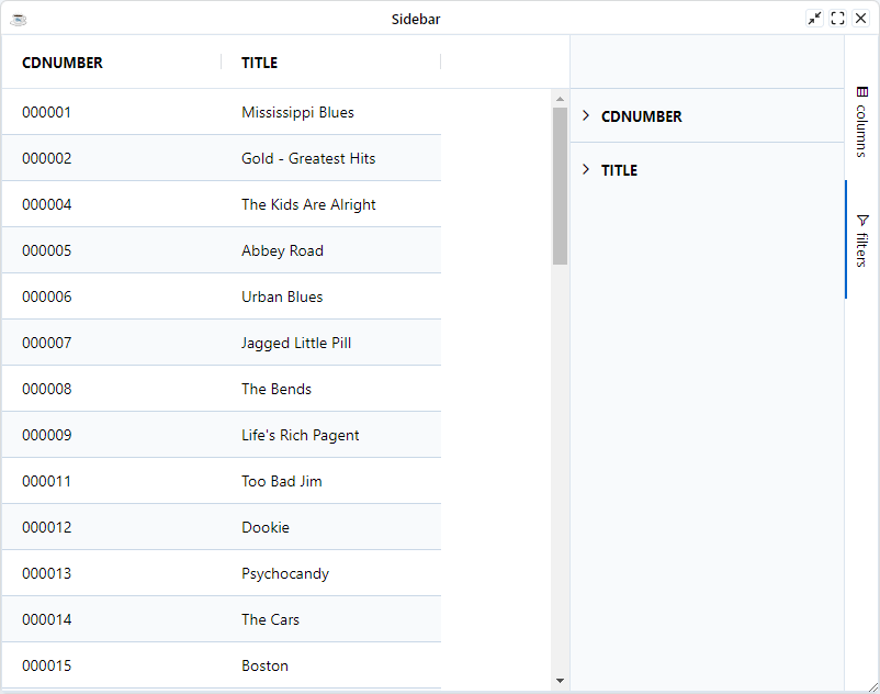 BBjGridExWidget - Columns Tool Panel Visibility