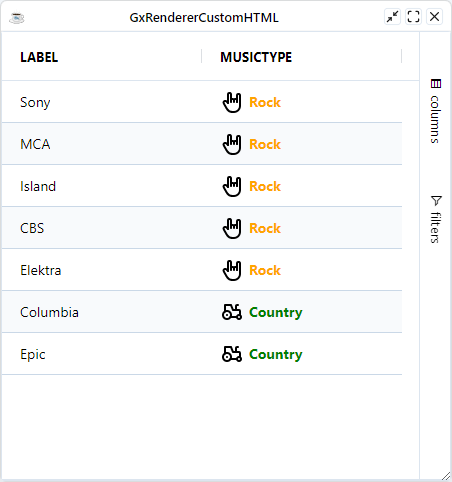 BBjGridExWidget - Custom HTML Rendered