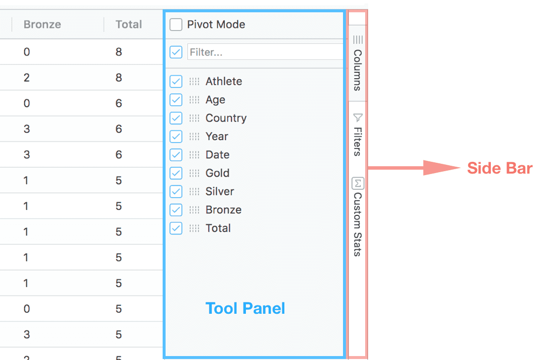 BBjGridExWidget - Sidebar